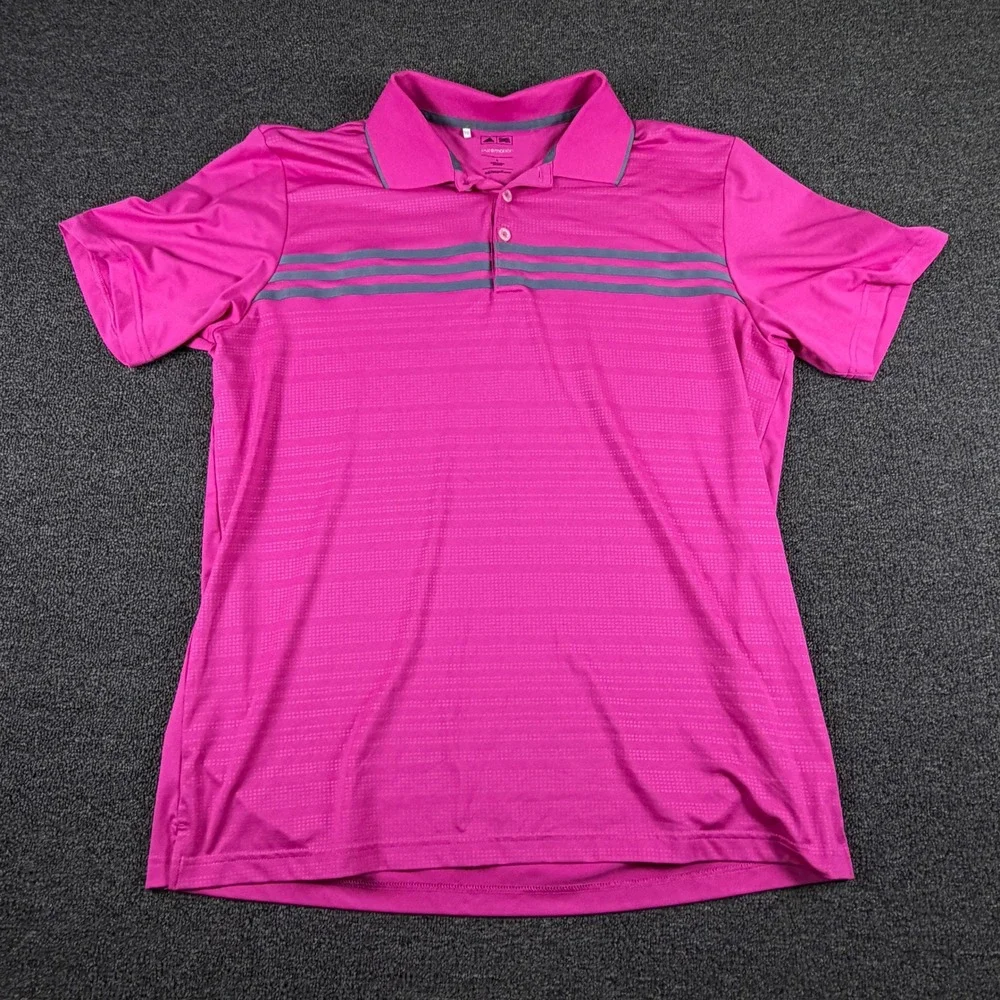 Adidas Polo Mens L Puremotion Z83406 Pink Striped EUC